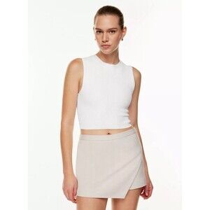 Aritzia Babaton Sculpt Knit Muscle Tank White Size S Classic Ribbed Crop Top